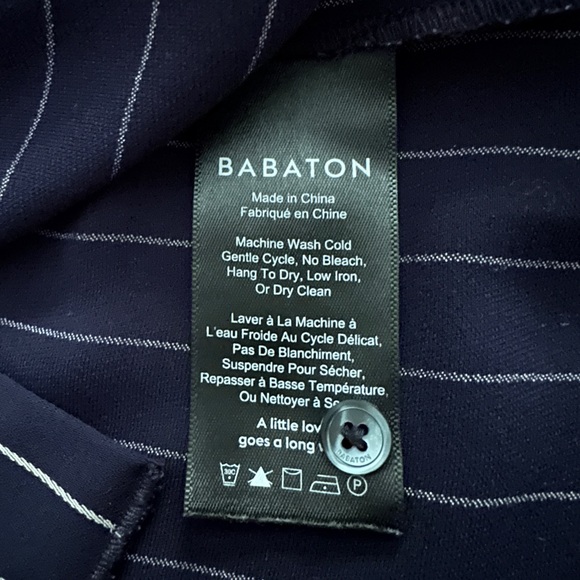 Aritzia Babaton Kearney Pinstripe Blouse Navy Women's Size Medium - Picture 7 of 13